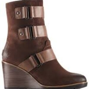 Sorel After Hour Suede Brown Boot Women's Size 8 With Side Zipper. B2